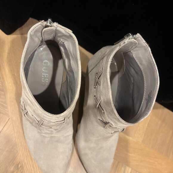 GUESS Taupe Suede Lace-Up Ankle Booties - Picture 2 of 4